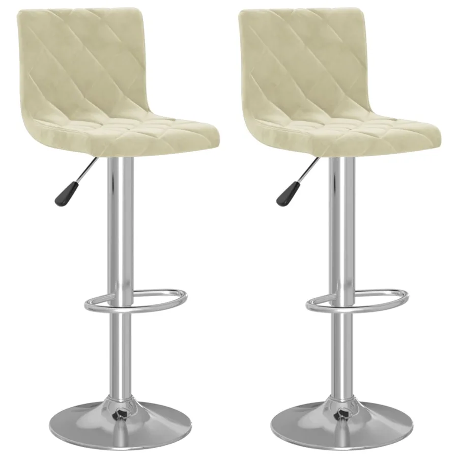 Tabourets de bar lot de 2 crème velours - 2