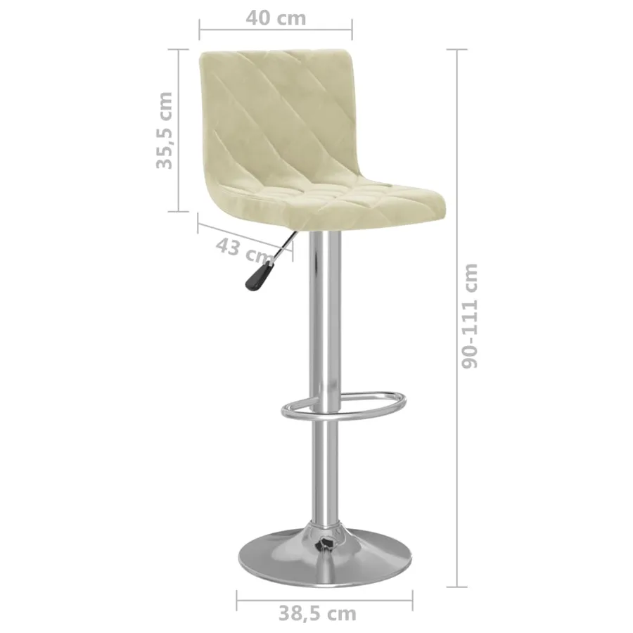 Tabourets de bar lot de 2 crème velours - 9