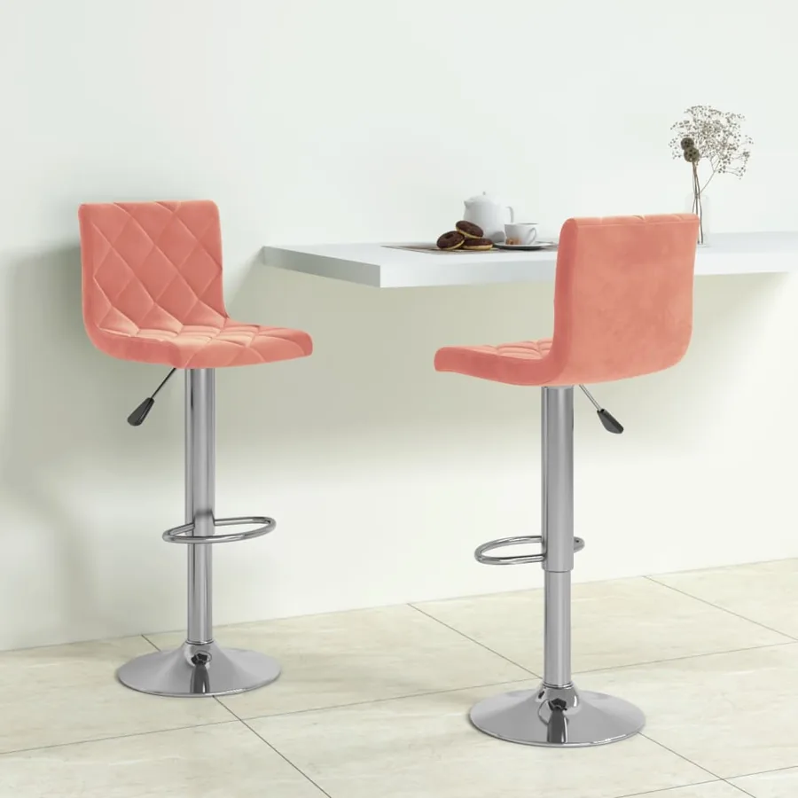 Tabourets de bar lot de 2 rose velours