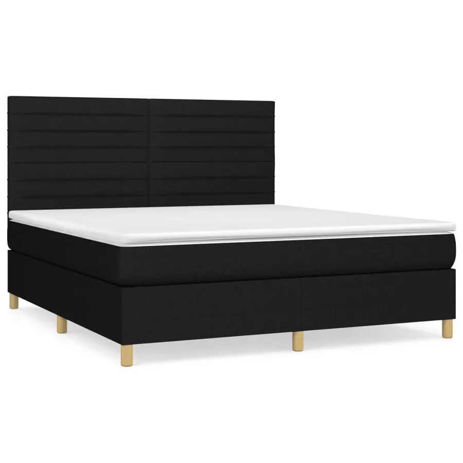Sommier à lattes de lit avec matelas Noir 160x200 cm Tissu - 2