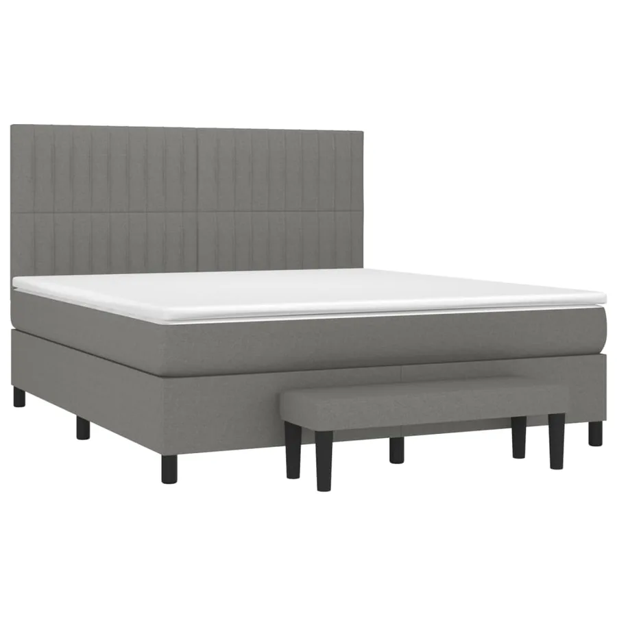 Sommier à lattes de lit avec matelas Gris foncé 160x200cm Tissu - 3