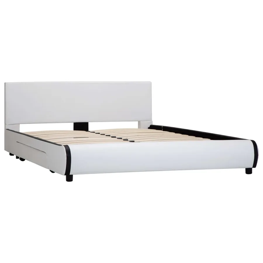 Cadre de lit avec tiroirs Blanc Similicuir 140 x 200 cm - 2