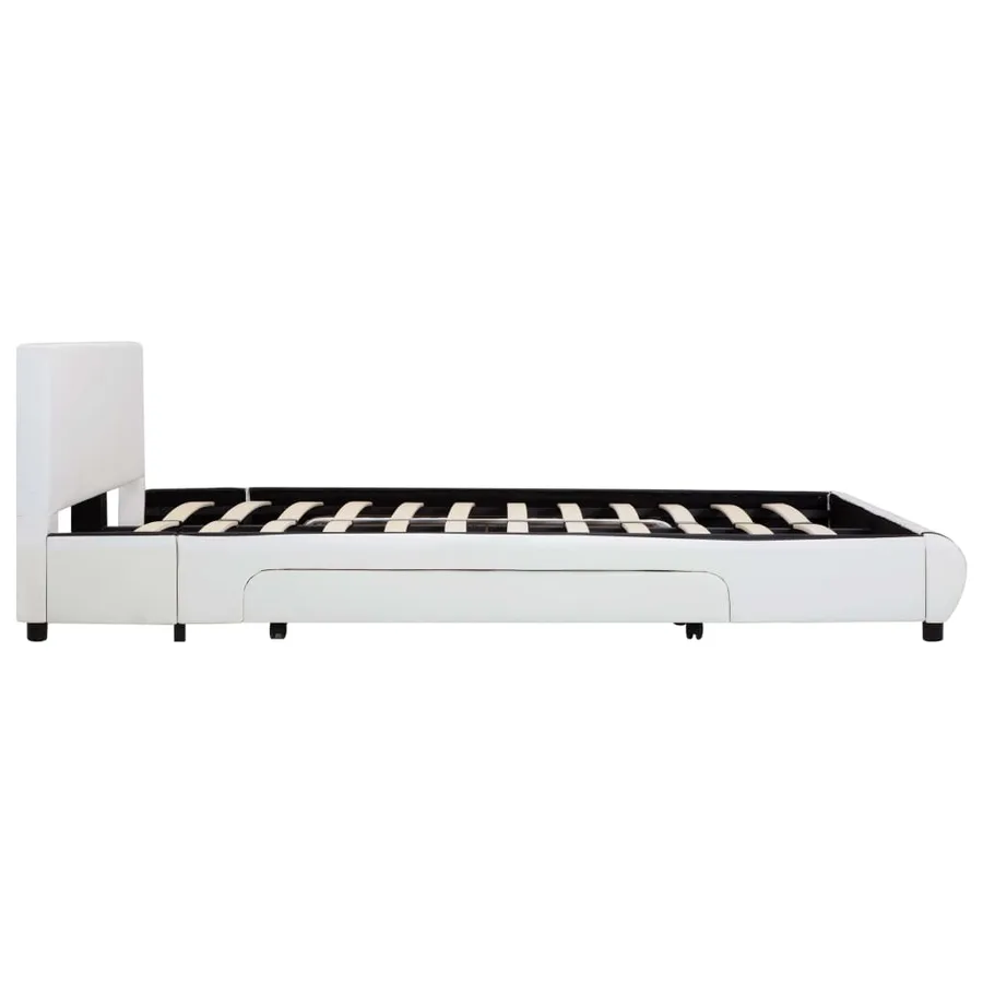 Cadre de lit avec tiroirs Blanc Similicuir 140 x 200 cm - 5