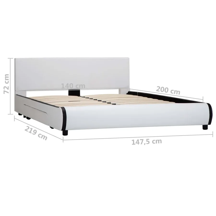 Cadre de lit avec tiroirs Blanc Similicuir 140 x 200 cm - 9