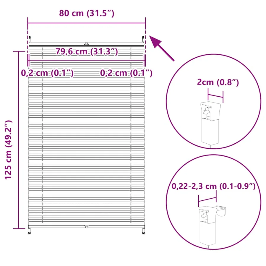 Store plissé 80x125 cm Blanc - 10