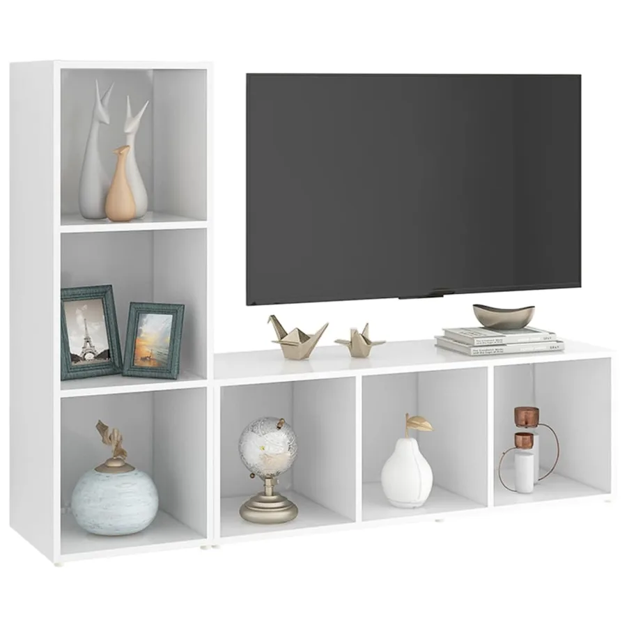 Meubles TV 2 pcs Blanc 107x35x37 cm Bois d'ingénierie - 3