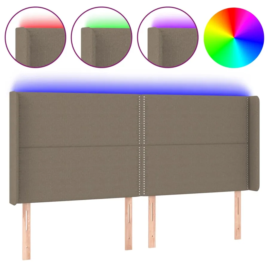 Tête de lit à LED Taupe 183x16x118/128 cm Tissu - 2