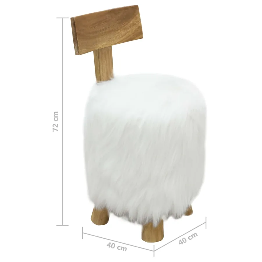 Tabouret Blanc Bois de teck massif - 6