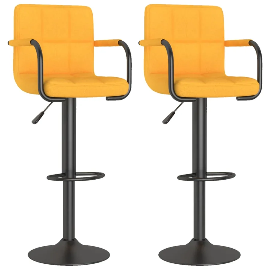Tabourets de bar lot de 2 jaune moutarde tissu - 2