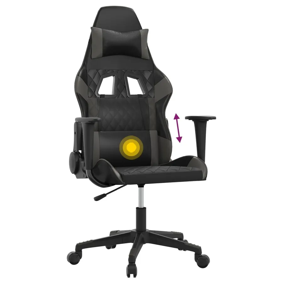 Chaise de jeu de massage Noir et gris Similicuir - 7