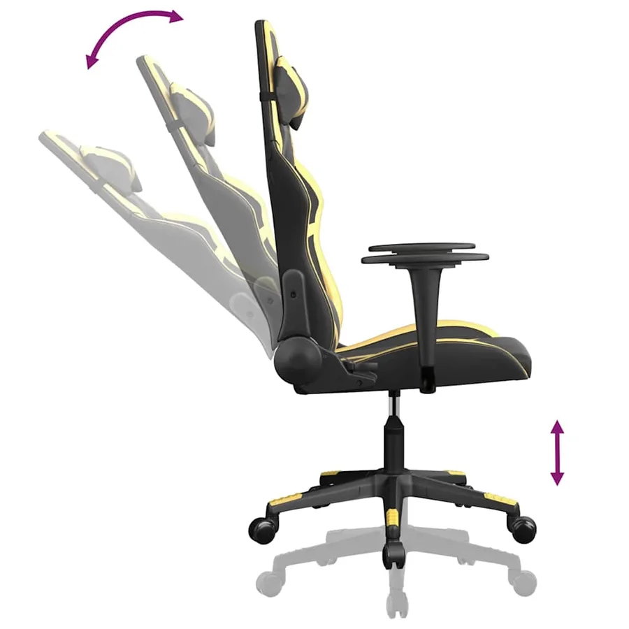 Chaise de jeu de massage Noir et doré Similicuir - 5
