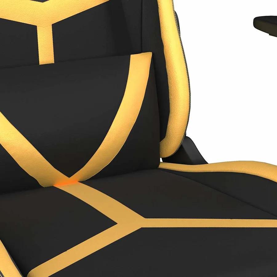 Chaise de jeu de massage Noir et doré Similicuir - 8