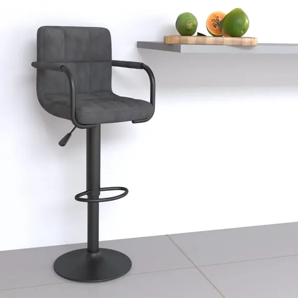 Tabouret de bar Gris foncé Velours