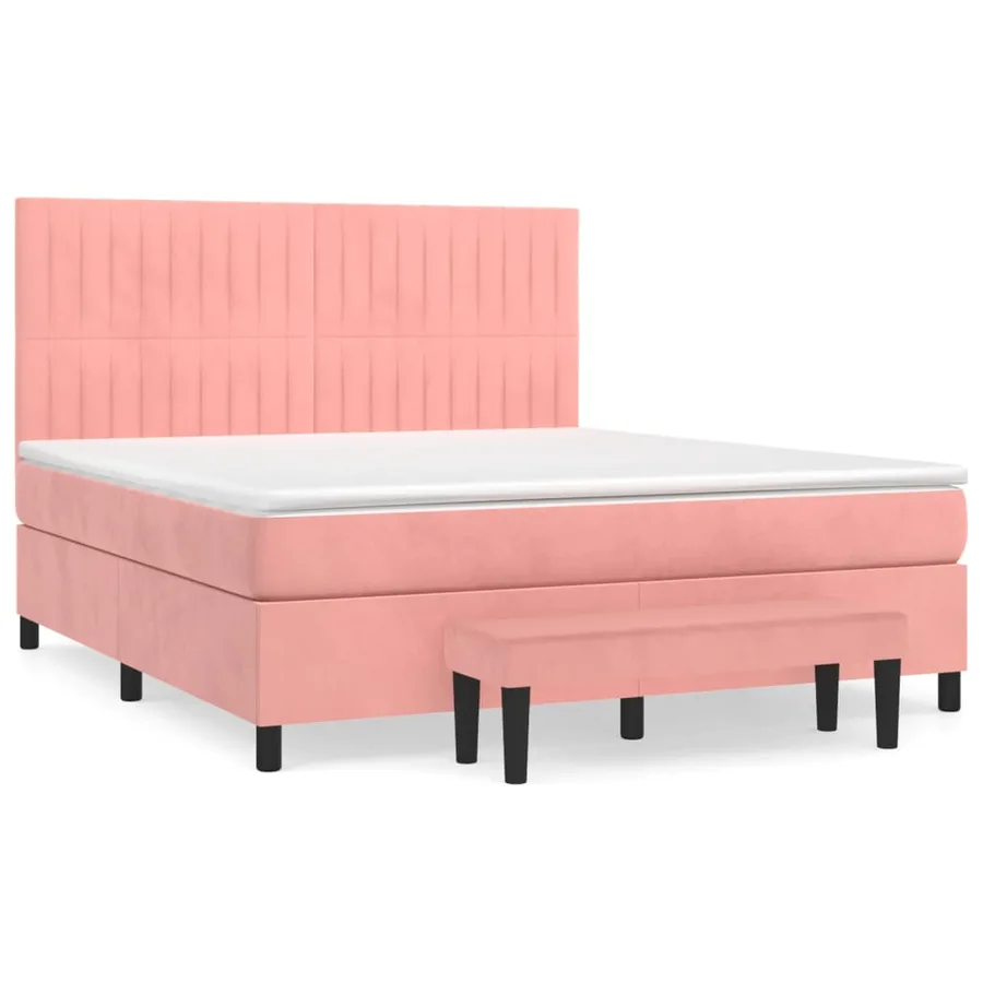 Sommier à lattes de lit avec matelas Rose 180x200 cm Velours - 2