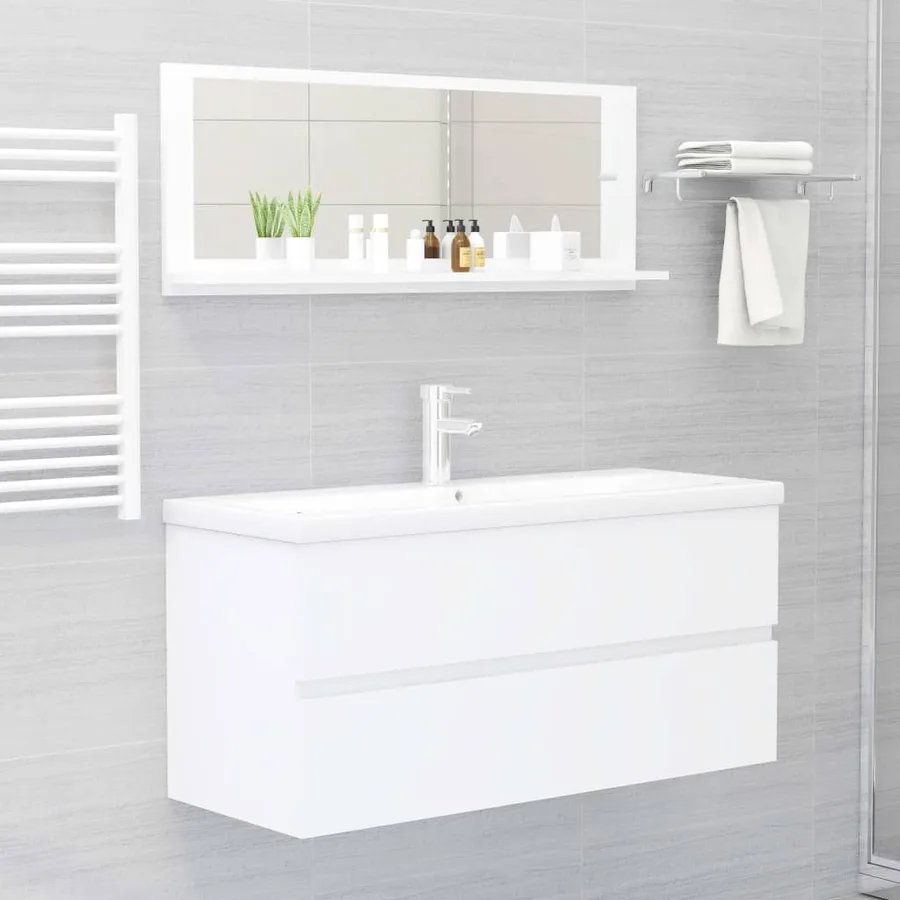 Miroir de salle de bain Blanc 100x10,5x37 cm Aggloméré - 6
