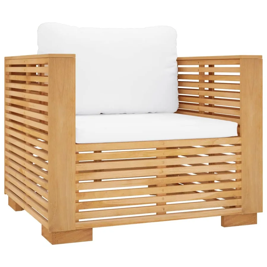 Salon de jardin 5 pcs avec coussins Bois de teck solide - 5