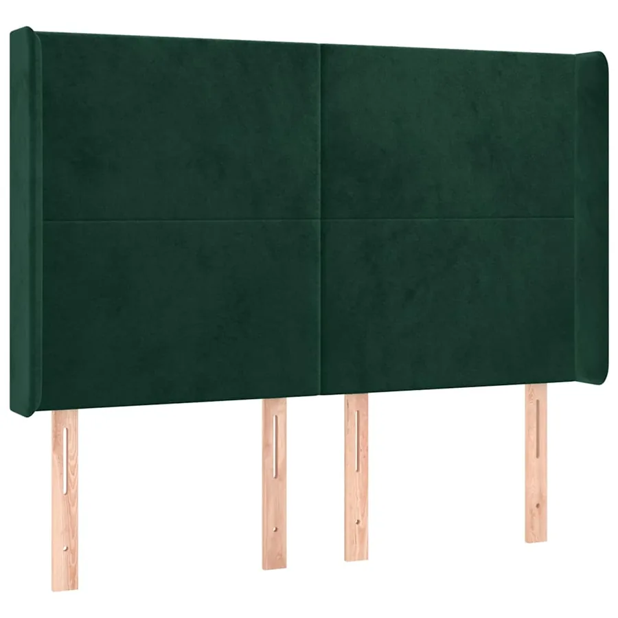 Tête de lit avec oreilles Vert foncé 147x16x118/128 cm Velours - 2