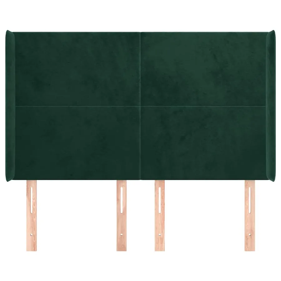 Tête de lit avec oreilles Vert foncé 147x16x118/128 cm Velours - 3