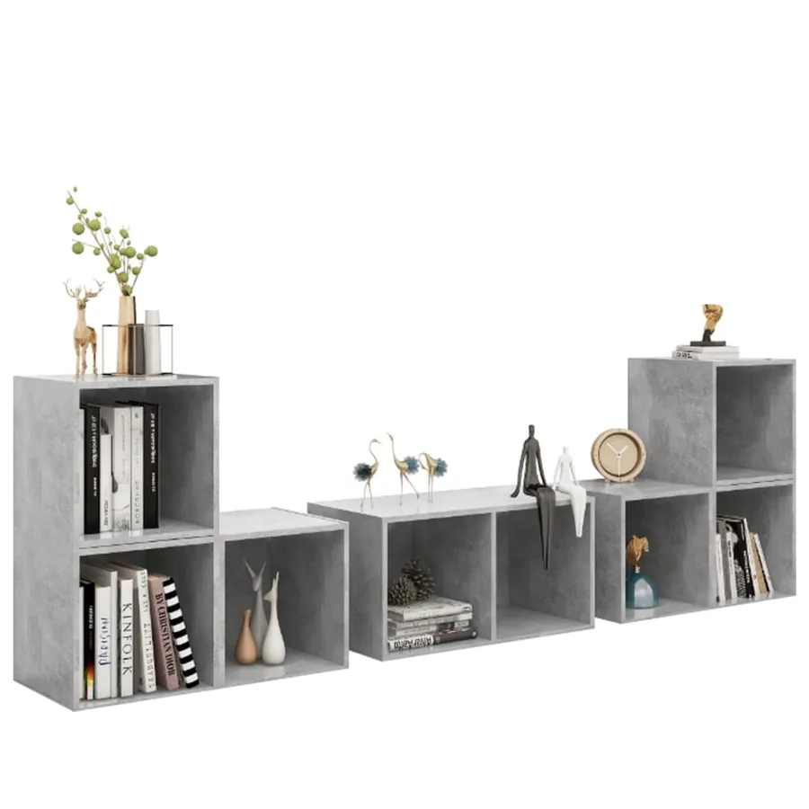 Ensemble de meubles TV 6 pcs Gris béton Bois d'ingénierie - 3
