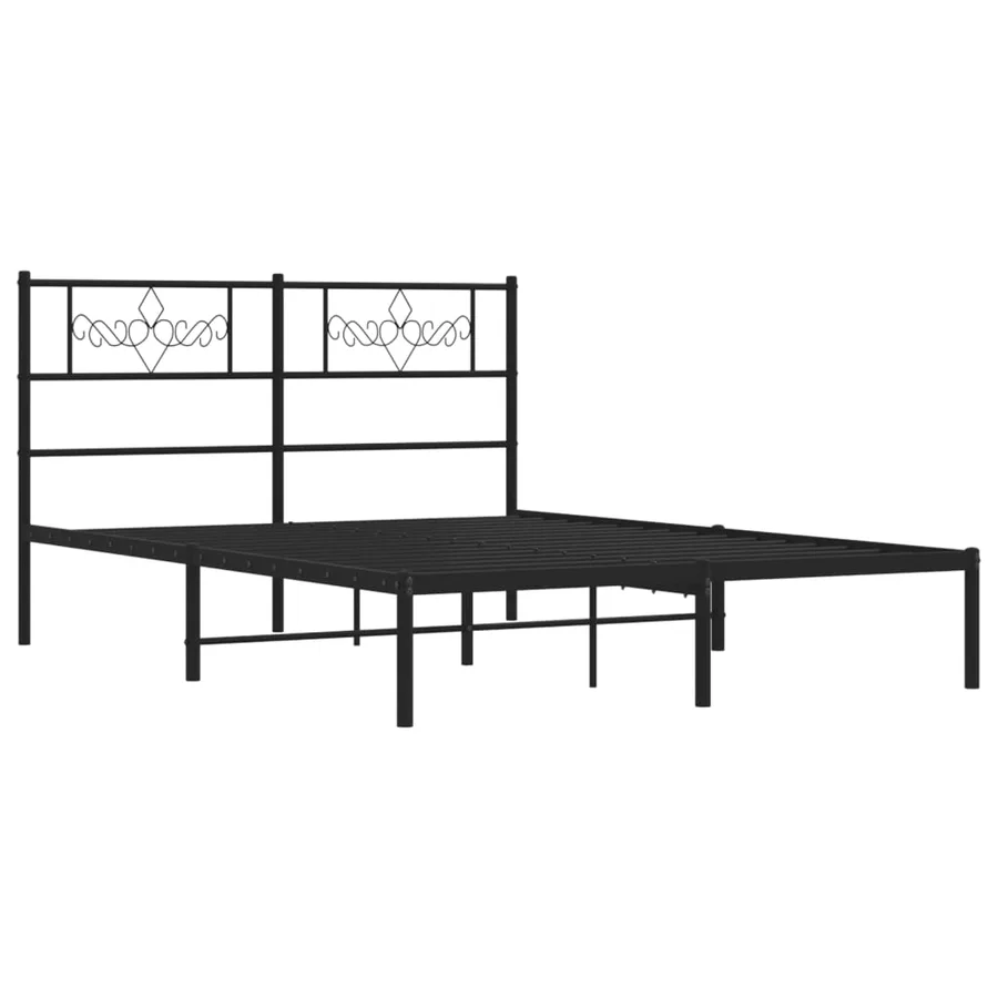 Cadre de lit métal sans matelas avec tête de lit noir 120x190cm - 3
