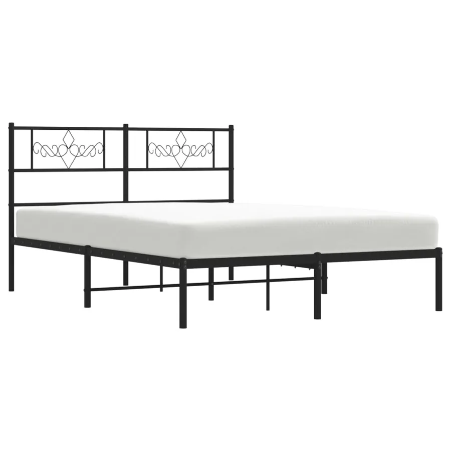 Cadre de lit métal sans matelas avec tête de lit noir 120x190cm - 4