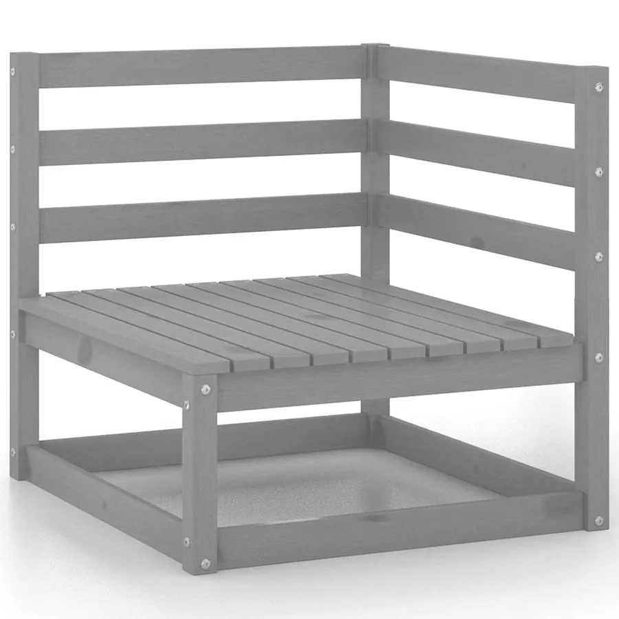 Salon de jardin 9 pcs gris bois de pin massif - 4
