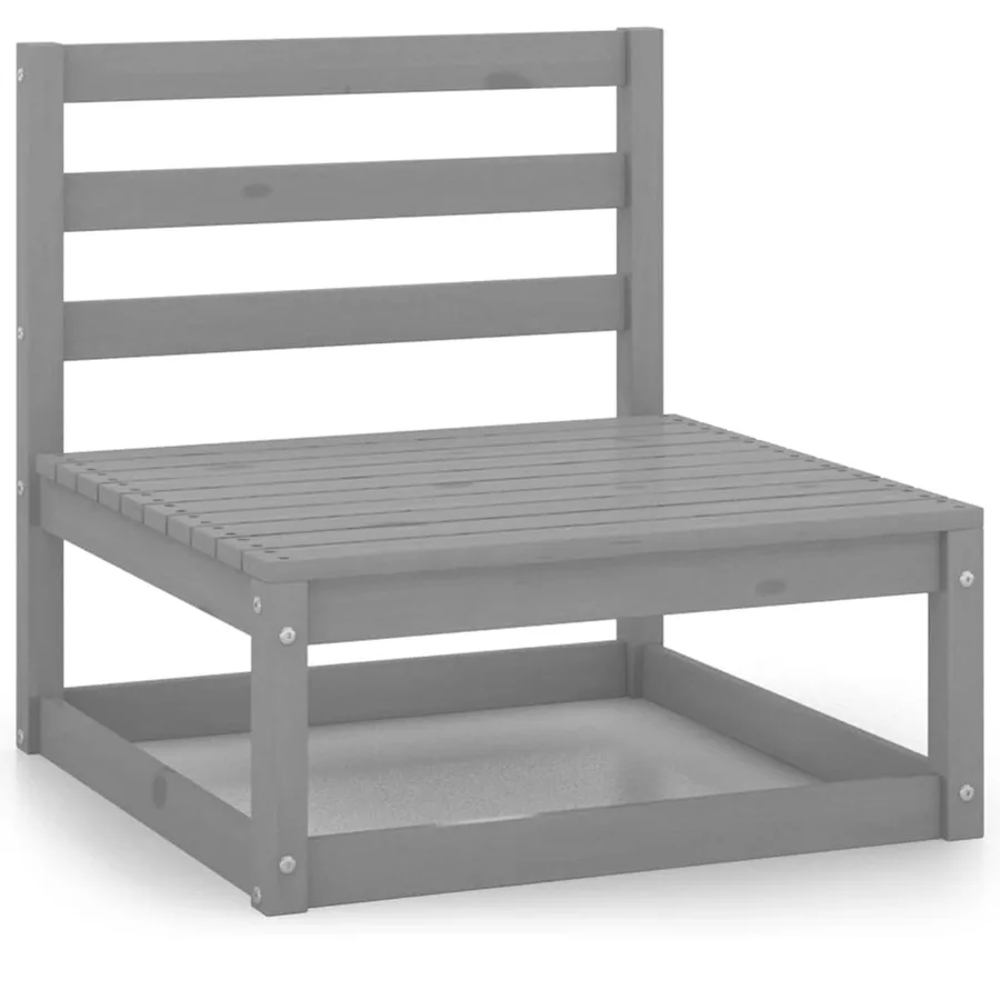 Salon de jardin 9 pcs gris bois de pin massif - 6