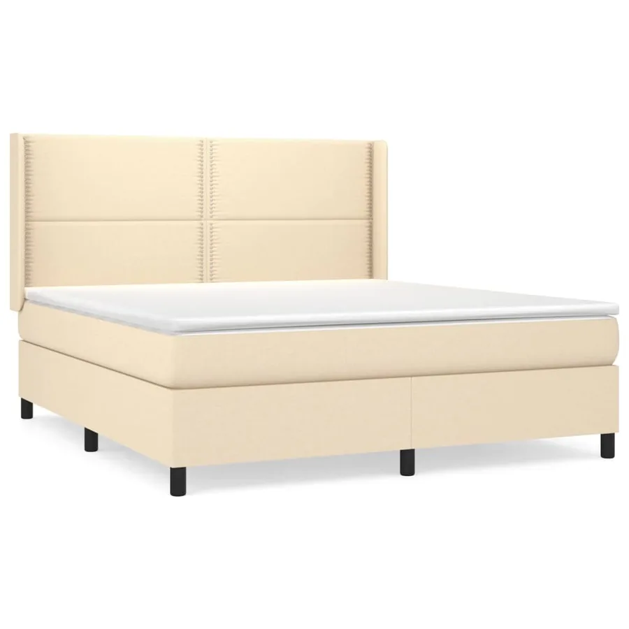 Sommier à lattes de lit avec matelas Crème 180x200 cm Tissu - 2