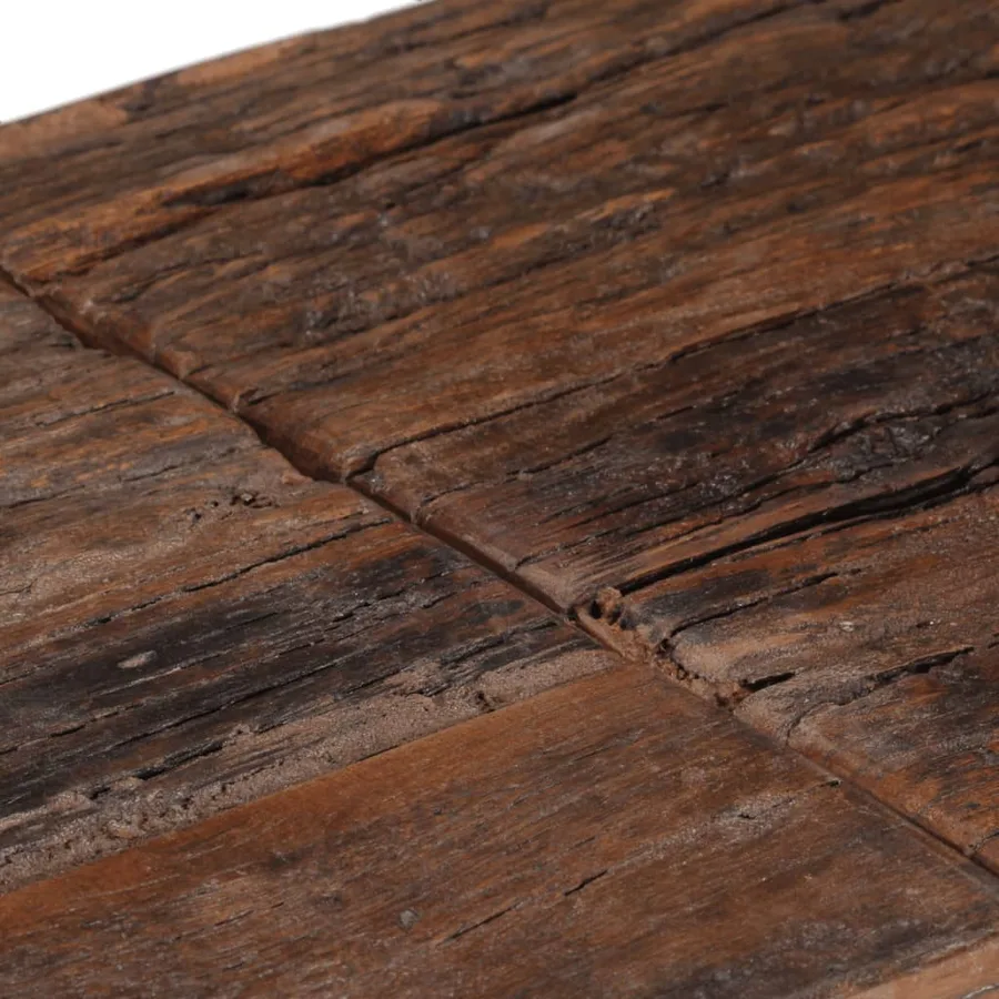 Table console argenté acier inoxydable et bois de mélèze massif - 6