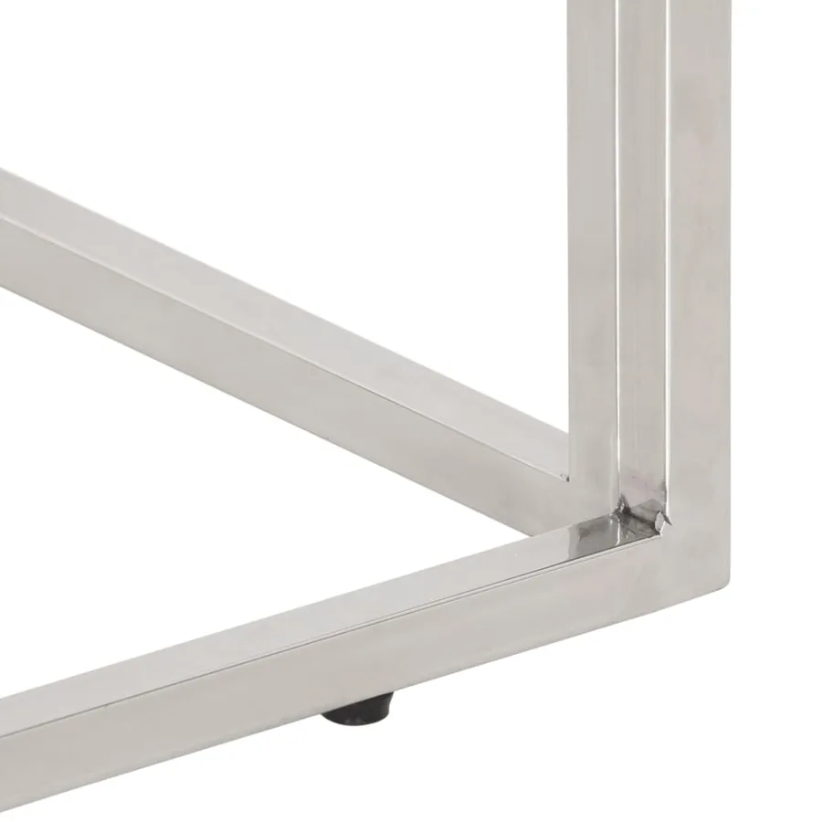 Table console argenté acier inoxydable et bois de mélèze massif - 7