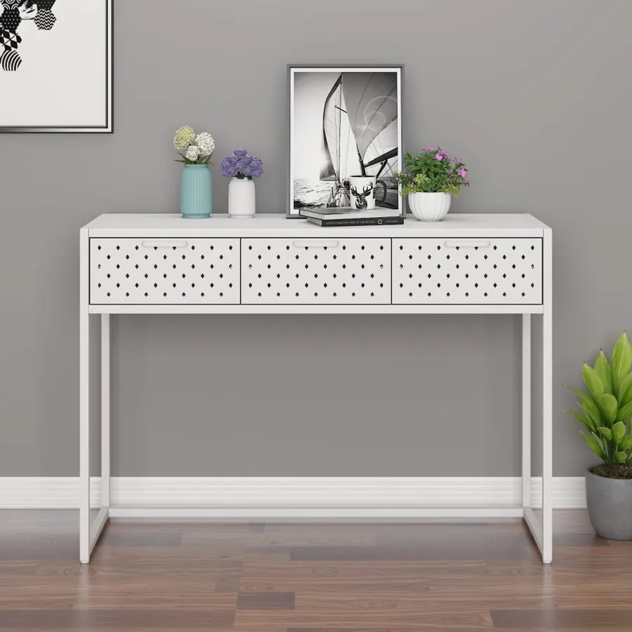 Table console Blanc 106x35x75 cm Acier