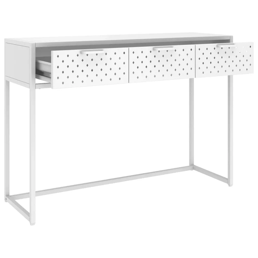 Table console Blanc 106x35x75 cm Acier - 6