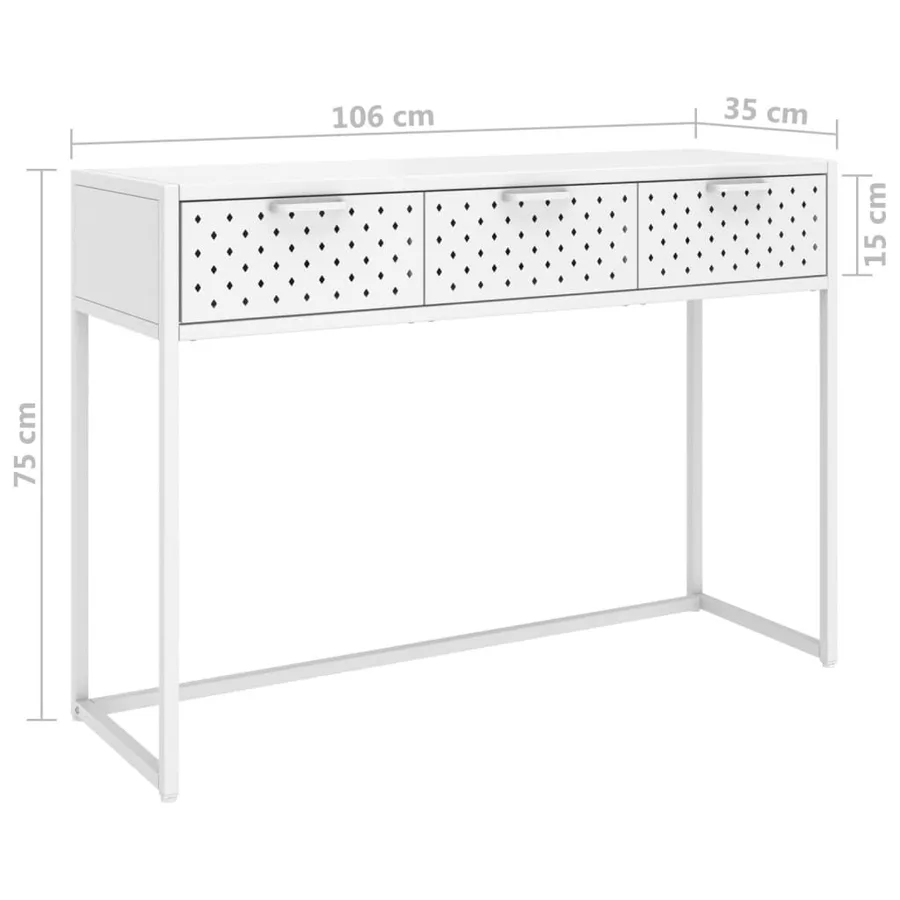 Table console Blanc 106x35x75 cm Acier - 9