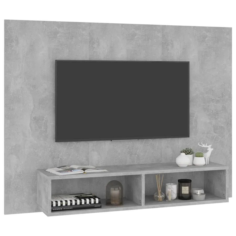 Meuble TV mural Gris béton 120x23,5x90 cm Bois d’ingénierie - 5