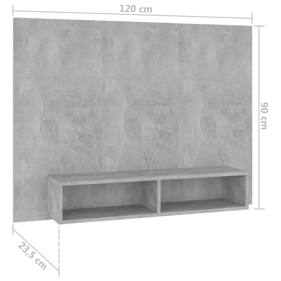 Meuble TV mural Gris béton 120x23,5x90 cm Bois d’ingénierie - 7