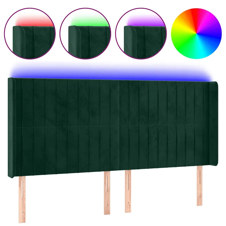 Tête de lit à LED Vert foncé 183x16x118/128 cm Velours - 2