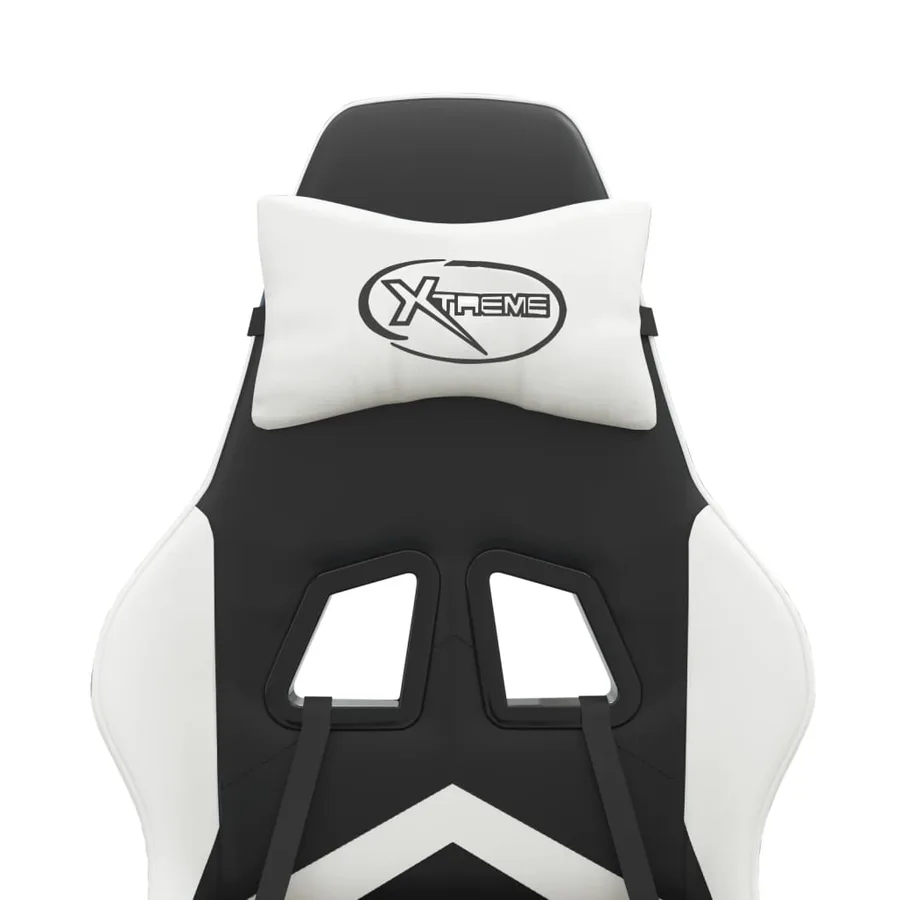 Chaise de jeu avec repose-pied Noir et blanc Similicuir - 11