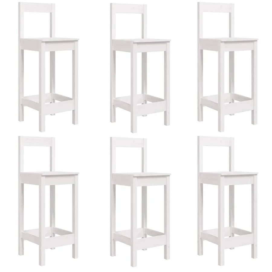 Ensemble de bar de jardin 7 pcs blanc bois de pin massif - 6