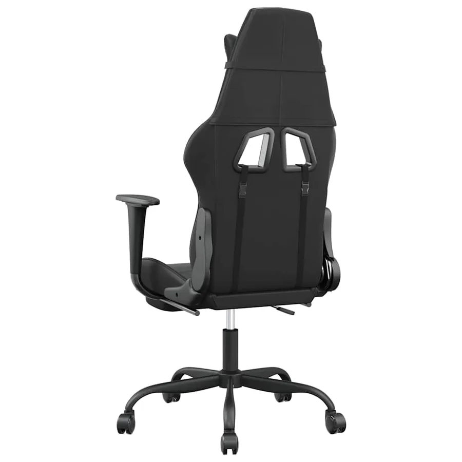 Chaise de jeu de massage avec repose-pied Noir Similicuir - 6