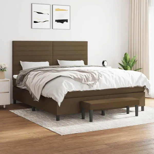Sommier à lattes de lit avec matelas Marron foncé 180x200 cm