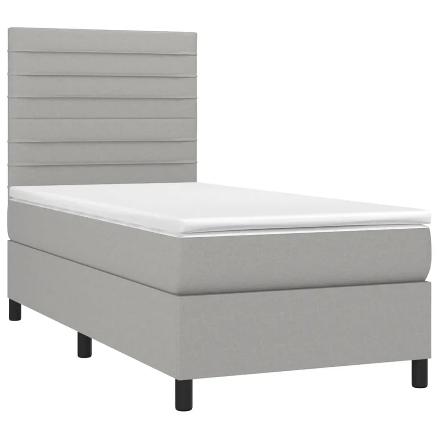 Sommier à lattes de lit avec matelas et LED Gris clair 90x190cm - 3