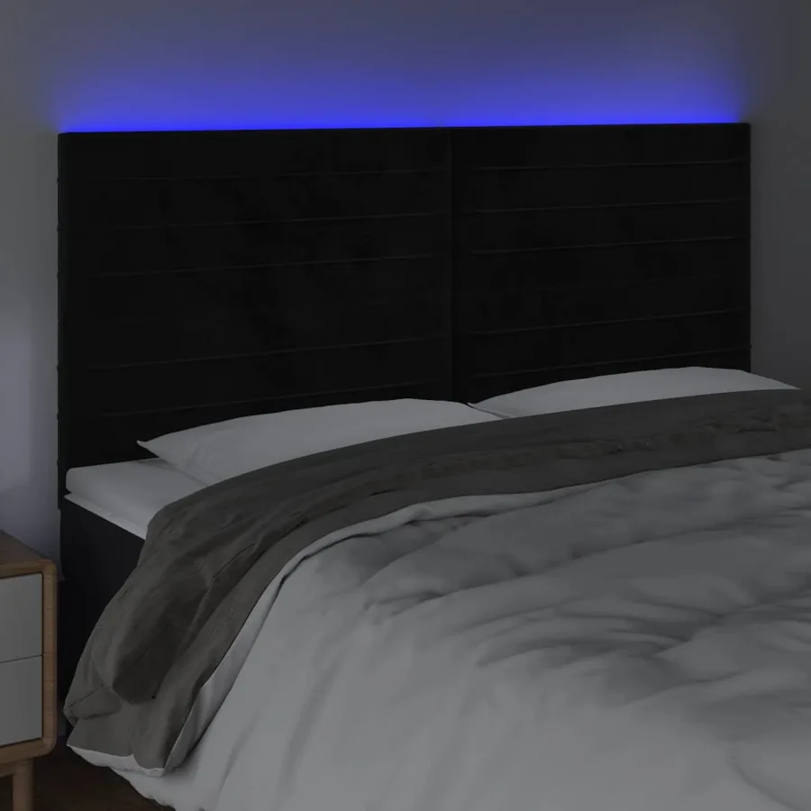 Tête de lit à LED Noir 180x5x118/128 cm Velours - 3