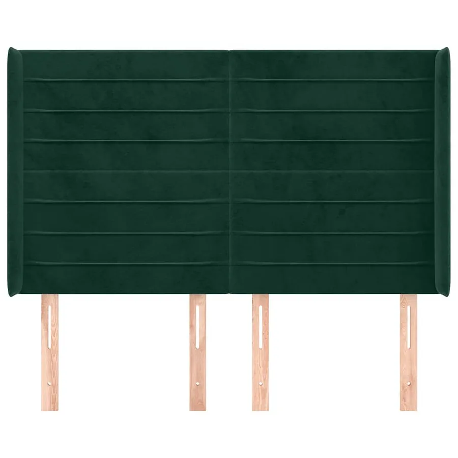 Tête de lit avec oreilles Vert foncé 147x16x118/128 cm Velours - 3