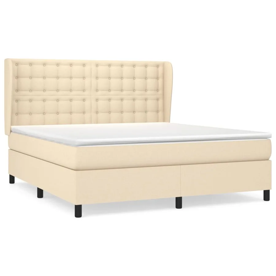 Sommier à lattes de lit avec matelas Crème 160x200 cm Tissu - 2