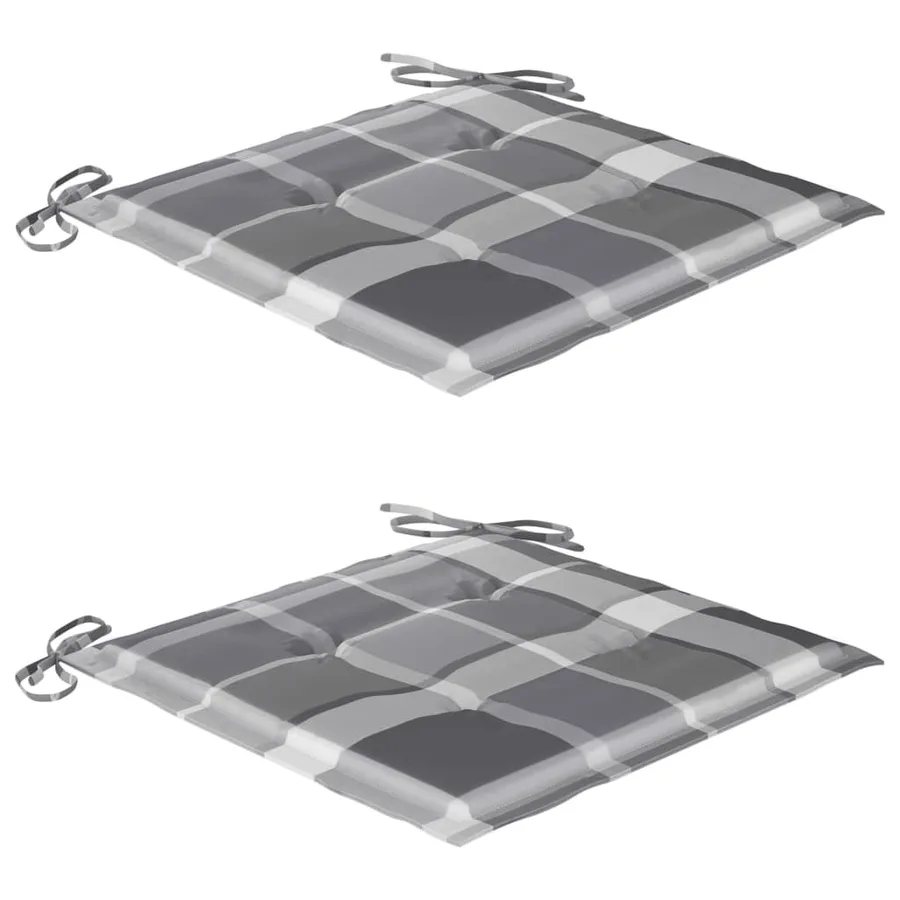 Chaise à bascule avec coussin à carreaux gris Bois de teck - 5