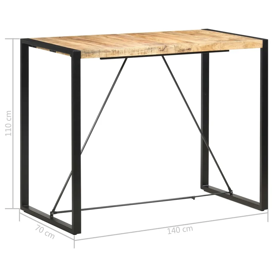 Table de bar 140x70x110 cm Bois de manguier massif - 5
