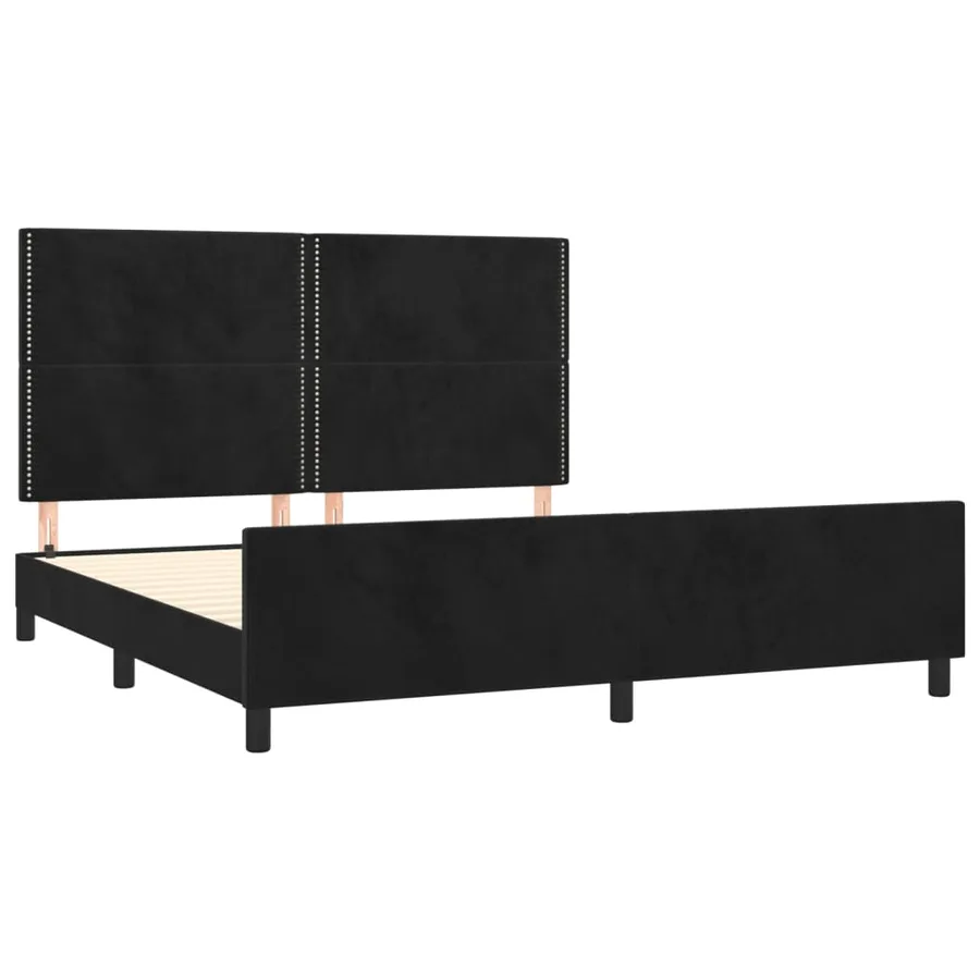 Cadre de lit sans matelas noir 160x200 cm velours - 4