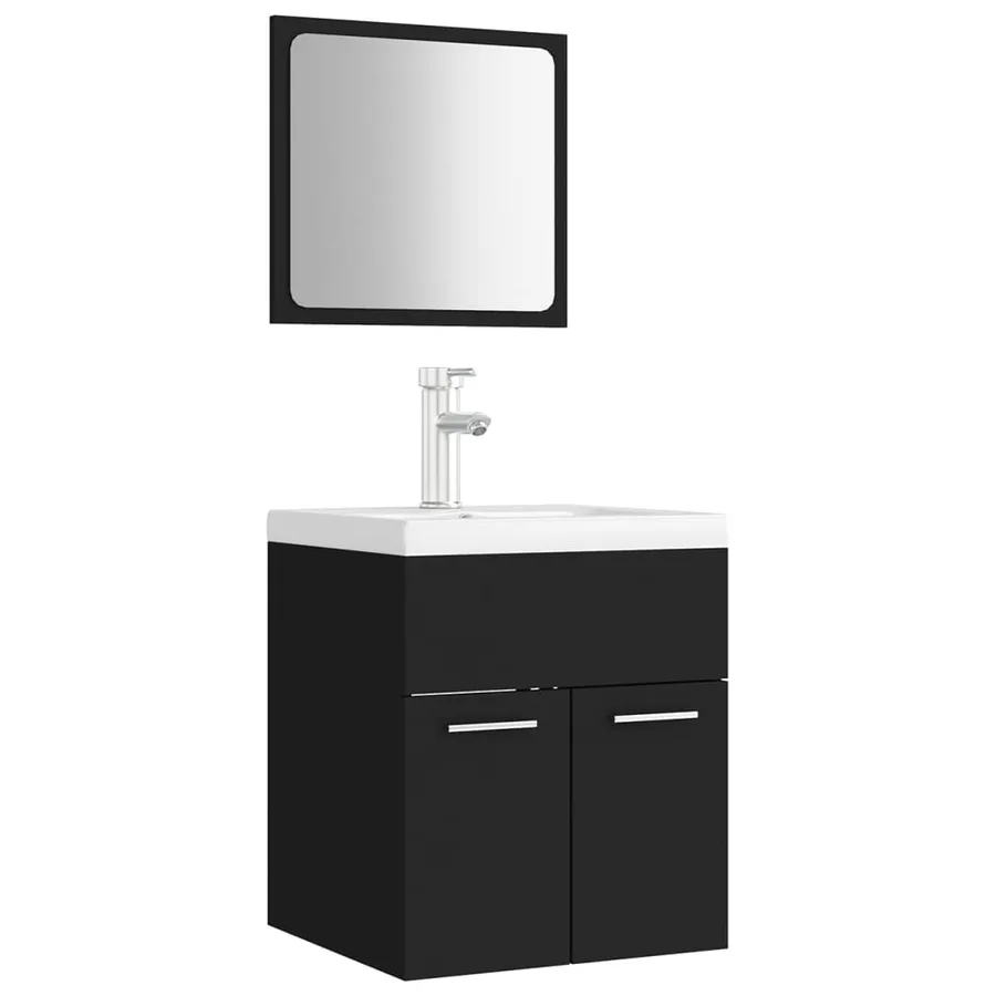 Ensemble de meubles de salle de bain Noir Aggloméré - 2