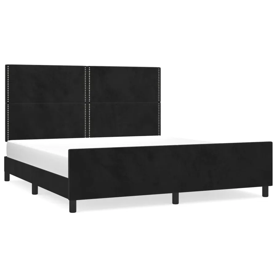 Cadre de lit sans matelas noir velours - 2