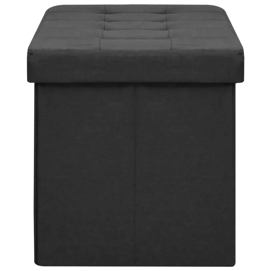 Banc de rangement pliable Noir Faux lin - 4